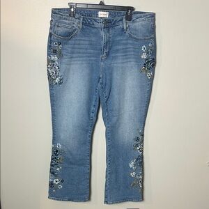 Driftwood Kelly bootcut embroidered blue floral Blue Fleurs jeans EUC, 20